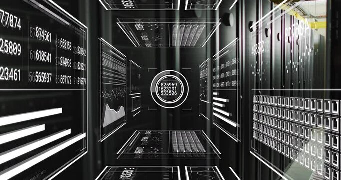 At start central HUD updating numbers lighting up then dimming as data winding down for analysis