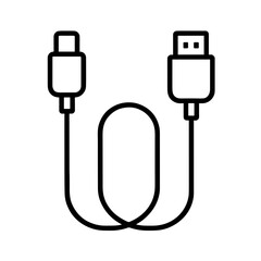 Charging Cable Outline Icon &mdash; Power Supply and Mobile Device Charging