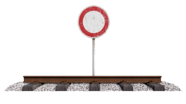 Railway crossing without barrier sign background isolated on a Transparent background, PNG file.
