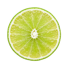 A juicy slice of lime. Great for adding a fresh, citrusy touch to any design or culinary project.