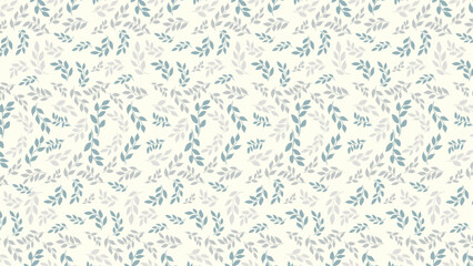 Delicate Seamless Leaf Pattern in Soft Blue and Gray Tones