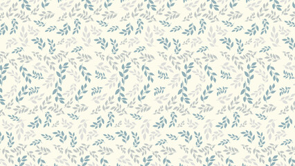 Delicate Seamless Leaf Pattern in Soft Blue and Gray Tones