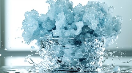 Abstract Water Splash in Glass Bowl Dynamic Fluid Art Photography