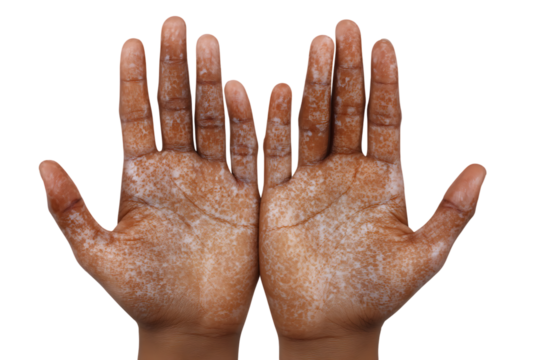 Close up of hands with visible signs of skin condition.