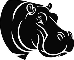 Black hippopotamus head illustration animal wildlife