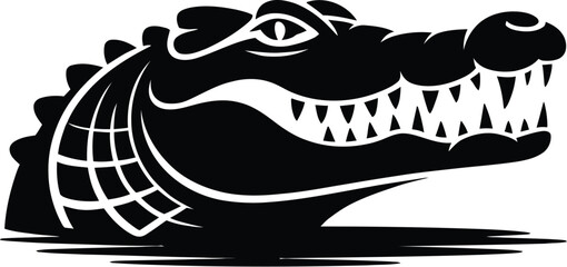 Black alligator head with sharp teeth reptile animal