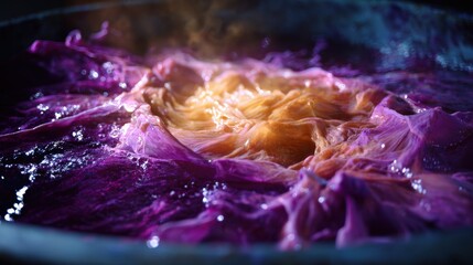 Swirling Purple and Orange Petals in Water Abstract Cosmic Background