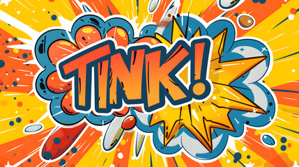 Fototapeta premium Sticker comic tiny explosion effect with text TINK flat illustration