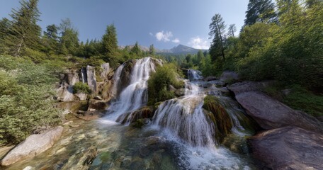Panoramic waterfall view nature landscape 360 degrees hdr hdri
