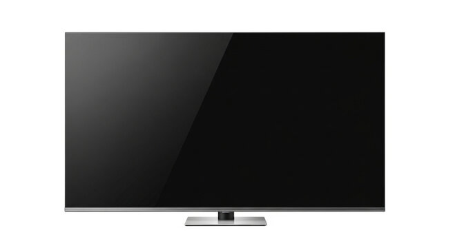 lcd tv screen lcd or smart tv monitor png with modern stand Modern Flat Screen TV with Stand on Black Background Sleek Smart Television Display Isolated on Dark Contemporary 4K TV with Minimalist Base