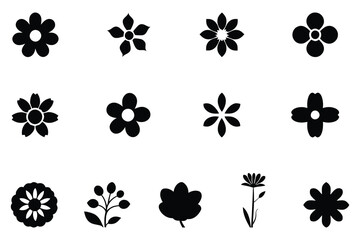 Fototapeta premium A collection of various stylized flower iconsA collection of various stylized flower icons