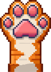 Obraz premium Adorable cat paw pixel block pixel vector art illustration