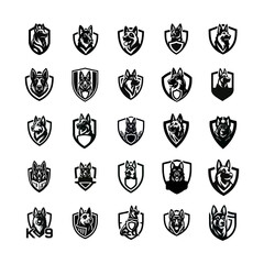 k9 Dog Shield logo icon design illustration
