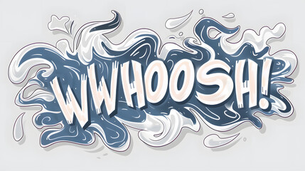Fototapeta premium Sticker comic wind gust with text WHOOSH flat illustration