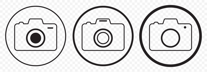 Camera icon set. photo camera in flat style symbol. photography camera line art signs, vector illustration on Transparent Background. EPS 10.