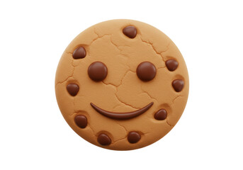 Isolated Smiling Chocolate Chip Cookie Face