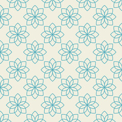 Seamless pattern with blue flowers on light background
