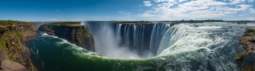 Majestic waterfall view nature reserve 360 degrees hdr panorama scenic
