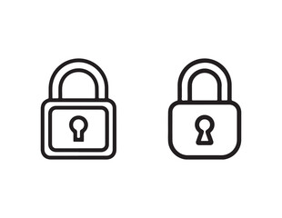 Two simple black outline padlock icons with keyholes isolated on white background