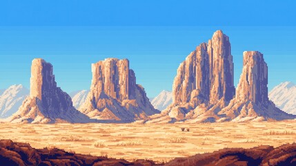 Fototapeta premium Pixel art desert landscape (1)