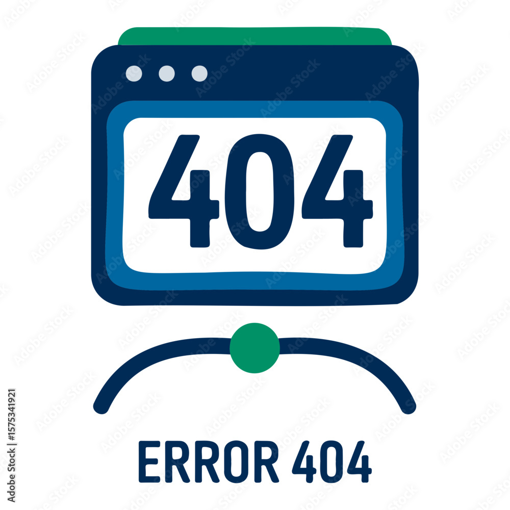 Poster illustration of a browser window displaying the error code 404 with a slider underneath it