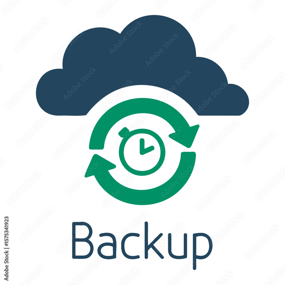 Aufkleber cloud backup symbol with circular arrows and timer representing data protection process flow