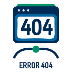 Illustration of a browser window displaying the error code 404 with a slider underneath it