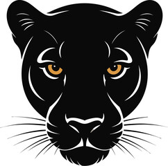 Black panther face with amber eyes big cat feline