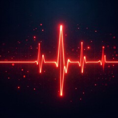 Computer-generated illustration of a red pulse beat waveform on dark background