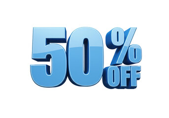 Isolated Fifty Percent Off Blue Metallic Sign
