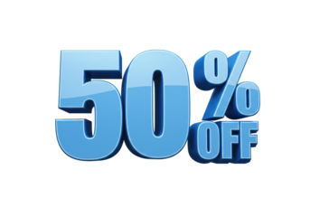 Isolated Fifty Percent Off Blue Metallic Sign