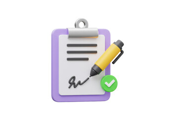 Isolated Clipboard with Signature and Checkmark Approved