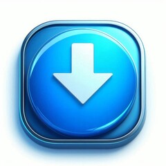 Glossy blue download button with white arrow icon