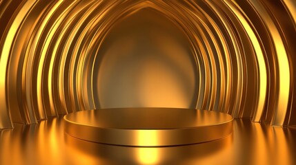 Obraz premium Golden, arched, empty podium