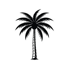 Obraz premium Stylized Palm Tree Silhouette, Vector Icon of Tropical Nature and Summer Vibes