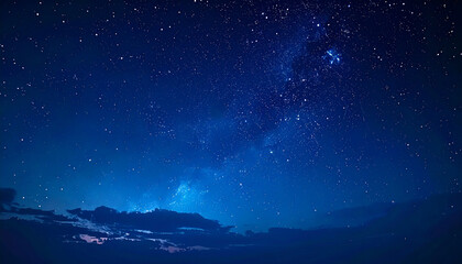 Naklejka premium Minimal Starry Night Sky Background with Twinkling Stars on Dark Blue Scene