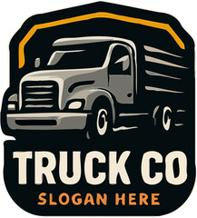 bold truck mascot logos in badge style with high-contrast colors, perfect for transport or trucking brands.