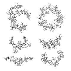 Set of decorative floral border and frame ornament elements in vector format
