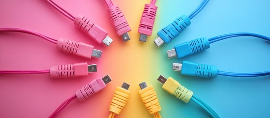 Colorful cables arranged in a circular pattern