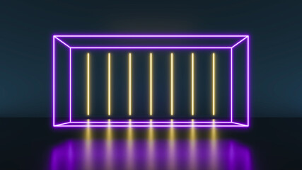 Neon lines glowing in the dark.