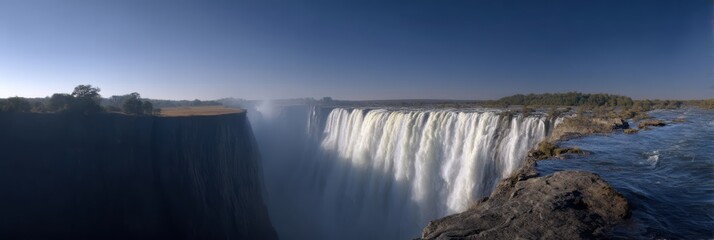 Majestic waterfall scene nature hdr panorama 360 degrees aerial view tranquil environment