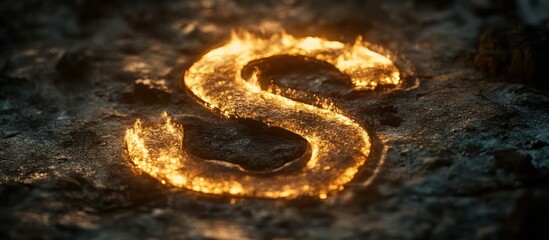 Fiery Letter S on Volcanic Ground