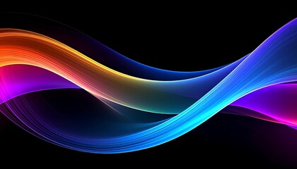 Naklejka premium Vibrant Abstract Rainbow Wave on Black Background Modern Digital Art.