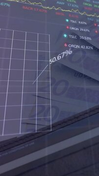 Animation of financial data processing over money and wallet