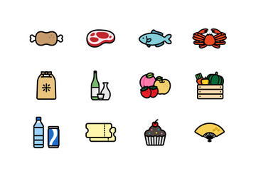 ふるさと納税返礼品のシンプルなアイコンセット