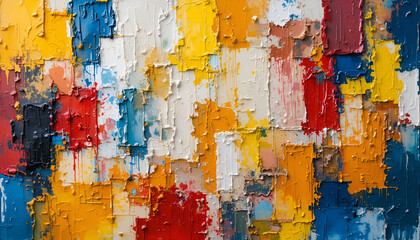 Bold brushstrokes create a vibrant artistic background with a textured surface, showcasing colorful painting perfect for modern and abstract designs.