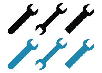 Wrench spanner tool and combination spanner open box. wrench and screwdriver repair and tool icons set. crossed wrenches tool repair service maintenance equipment .
