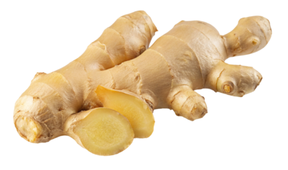 Fresh ginger root on white background perfect for cooking spice ingredient or health benefits