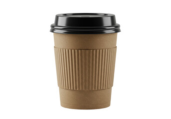 Isolated Disposable Coffee Cup with Black Lid