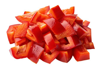 Fresh diced red peppers for healthy cooking and delicious salad recipes preparation easy tips